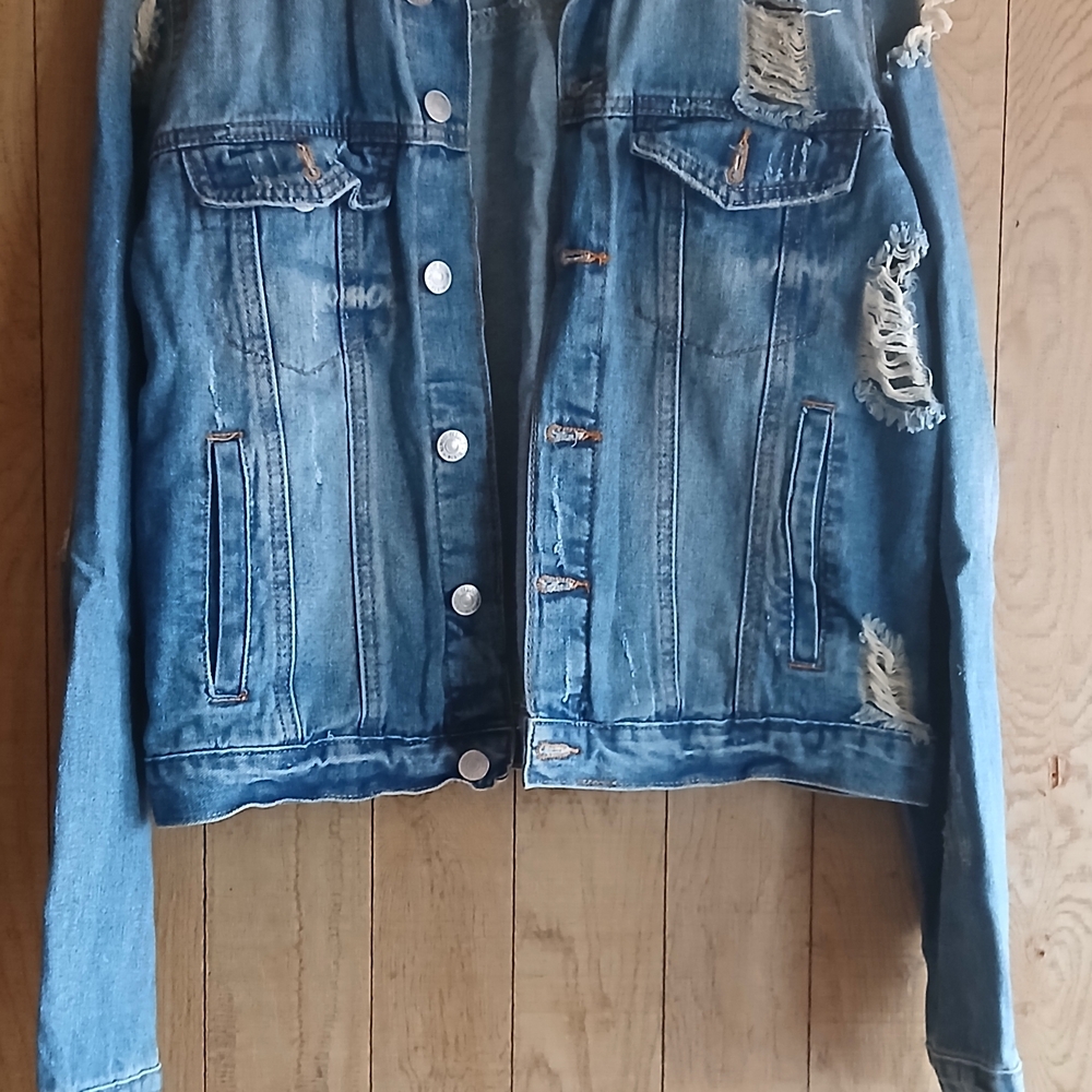 Almost Famous Blue Distressed Jean Jacket